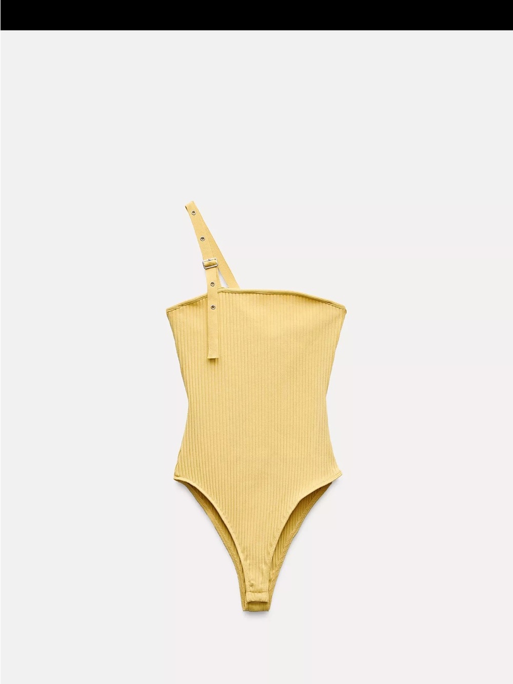 Zara Yellow Ribbed One-Shoulder Bodysuit